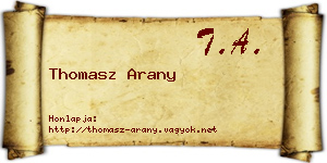 Thomasz Arany névjegykártya